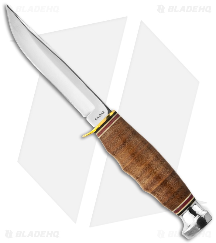 Ka-Bar Hunter Fixed Blade Knife Leather Handled (4" Polished) 1232