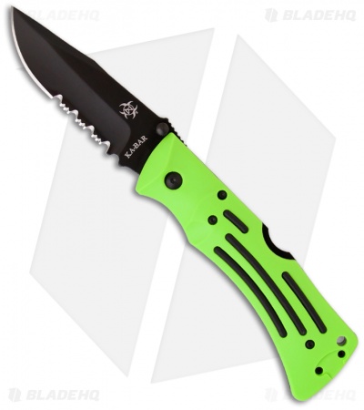 Ka-Bar Zombie Mule Lockback Knife Green Zytel (3.875" Black Serr) 3059