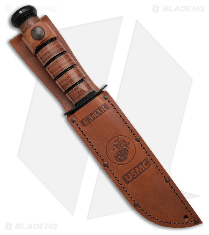 Ka-Bar Bowie Full Size USMC Knife Leather Sheath (7" Black Serr) 5018