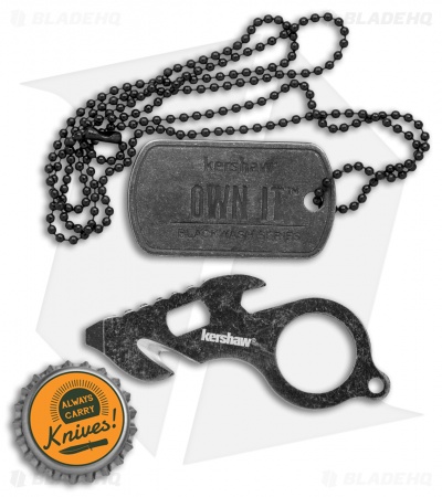 Kershaw Mini Pocket Tool and Dog Tag Chain - Black Stonewash