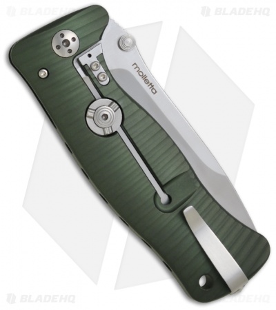 LionSteel Knives SR1-Al Knife Green Aluminum Folding (3.7" Satin)