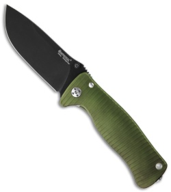 LionSteel SR2 Green Aluminum Folding Knife (3.125" Black Plain)