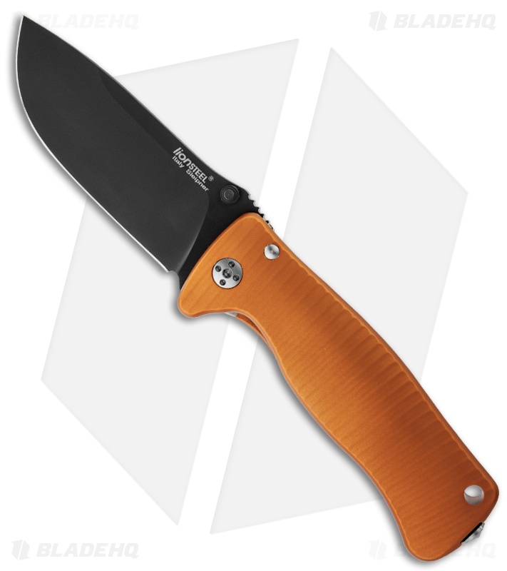 LionSteel SR2 Orange Aluminum Folding Knife (3.125" Black Plain)