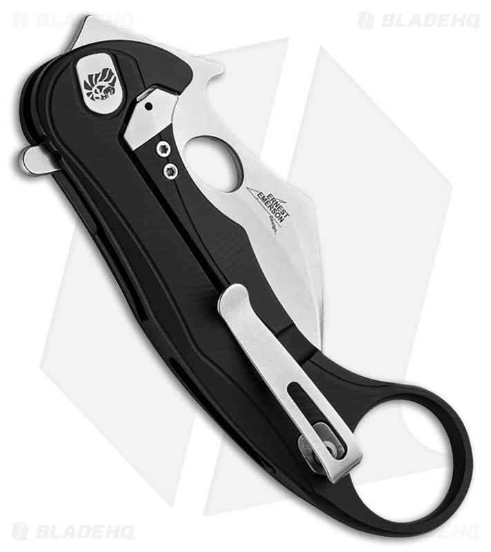 LionSTEEL L.E. One Mid Frame Lock Karambit Knife Black Aluminum (2.3" SW)