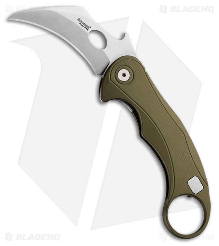 LionSTEEL L.E. One Mid Frame Lock Karambit Knife Green Aluminum (2.3" SW)