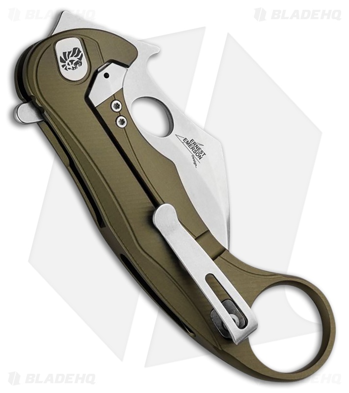 LionSTEEL L.E. One Mid Frame Lock Karambit Knife Green Aluminum (2.3" SW)