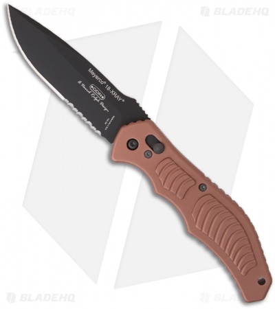 Meyerco 18 X-Ray Spear Point Automatic Knife Brown (3.8" Black Serr) MFXRAY1E