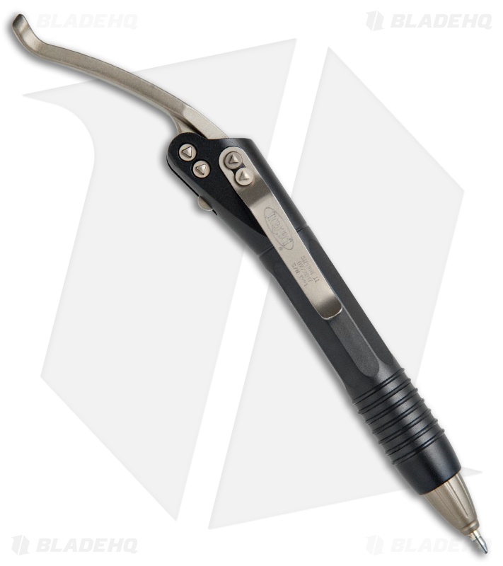 Microtech Siphon II Stainless Steel Pen - Black w/ Bronzed Clip