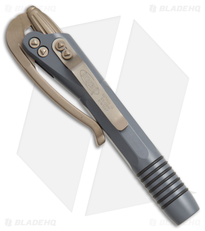 Microtech Siphon II Pen Stainless Steel Gray - Bronzed Hardware