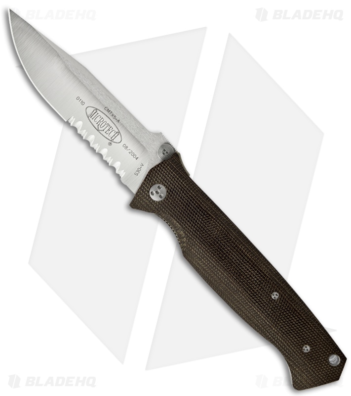 Microtech CMTX5 D/A Automatic Knife Canvas Micarta (3.5" Satin Serr) 08 ...