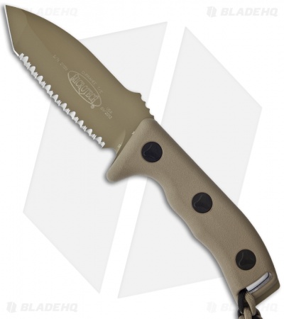 Microtech Currahee Tanto Knife Fixed Blade (4.5" Tan Full Serr) 103-3TA