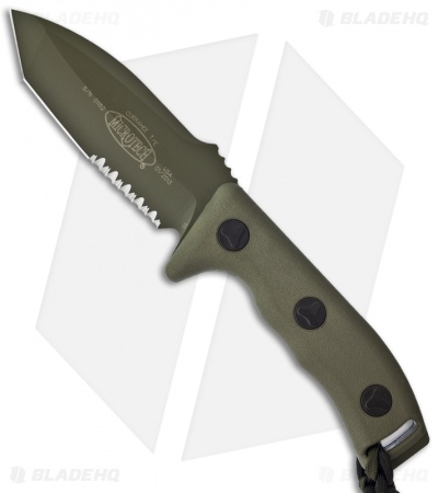 Microtech Currahee Tanto Knife Fixed Blade (4.5" OD Green Serr) 103-2GR