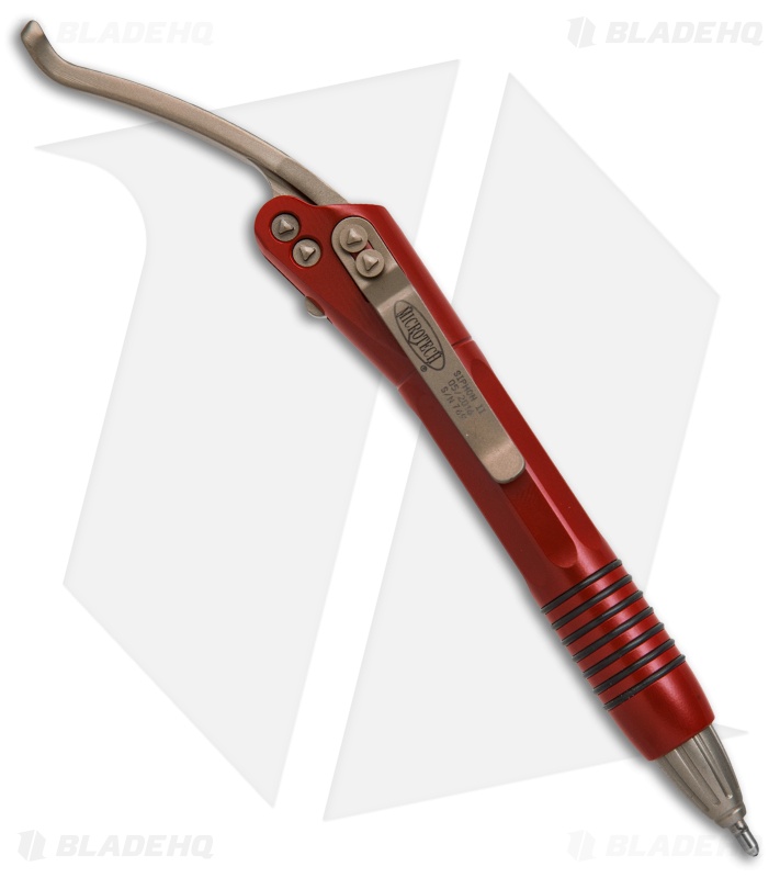 Microtech Siphon II Pen Stainless Steel Red - Bronzed Hardware