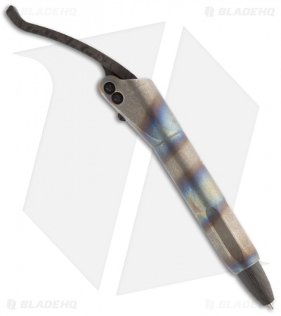 Microtech Marfione Custom Torched Titanium Siphon Pen w/ Carbon Fiber