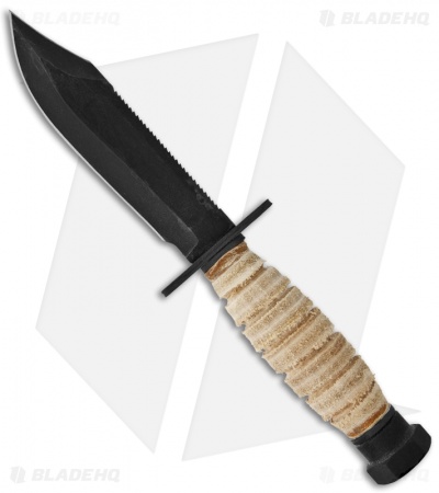 Ontario 499 Survival Fixed Blade Knife w/ Leather Sheath (5" Black) 6150