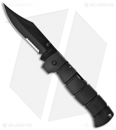 Ontario OKC Spec Plus Folder Clip Point Knife (4" Black Serr) 8555S