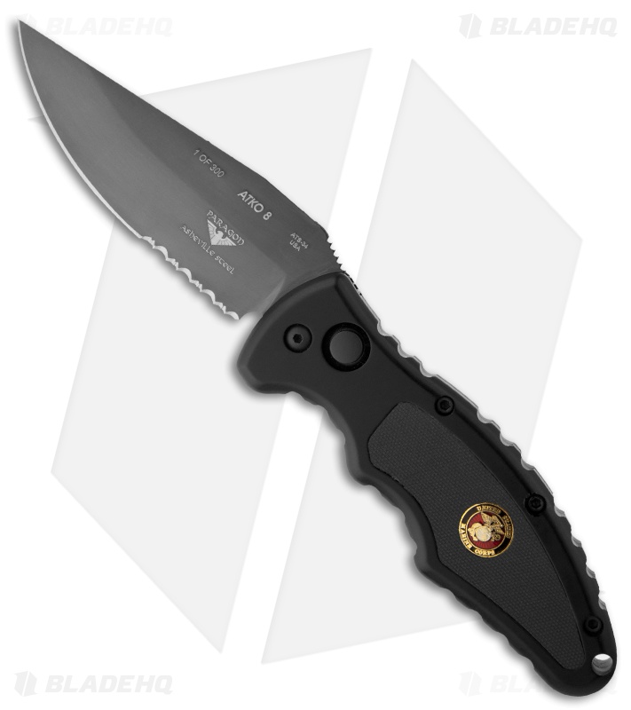 Paragon PARA-8 Semper Fi Automatic Knife w/ USMC (3.5" DLC Serr)