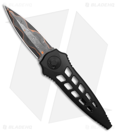 Paragon Warlock Enchanter Knife Skeletonized Black Aluminum (3.8" Damascus)
