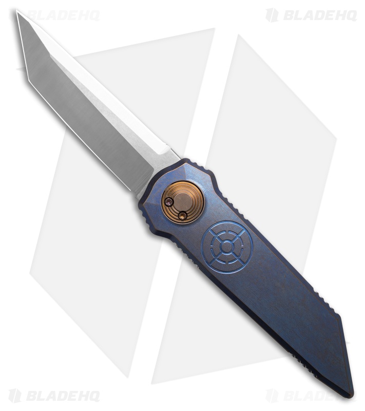 Paragon D/E Tanto Dredd Lock Knife Blue Titanium (3.8" Distressed Two Tone)