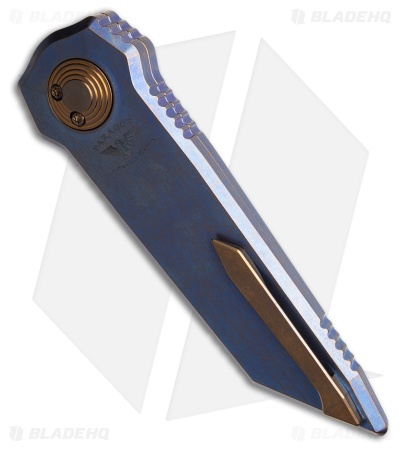 Paragon D/E Tanto Dredd Lock Knife Blue Titanium (3.8" Distressed Two Tone)