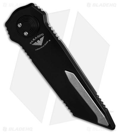Paragon D/E Tanto Serrated Dredd Lock Knife Blk Cerakote Aluminum (4" Satin/SW)