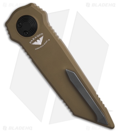 Paragon D/E Tanto Serrated Dredd Lock Knife Coyote Aluminum (4" Satin/SW)