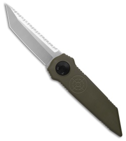 Paragon D/E Tanto Serrated Dredd Lock Knife OD Green Aluminum (4" Satin/SW)