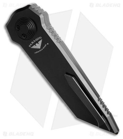 Paragon D/E Tanto Dredd Lock Knife Black Aluminum (4" Black DLC) 