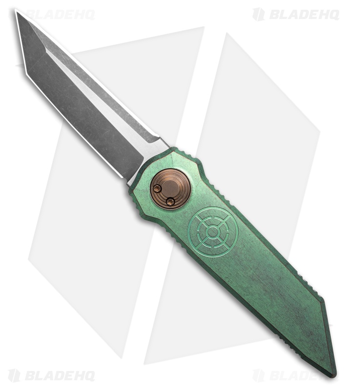 Paragon Dredd Lock Knife D/E Green Titanium (4" Two Tone)