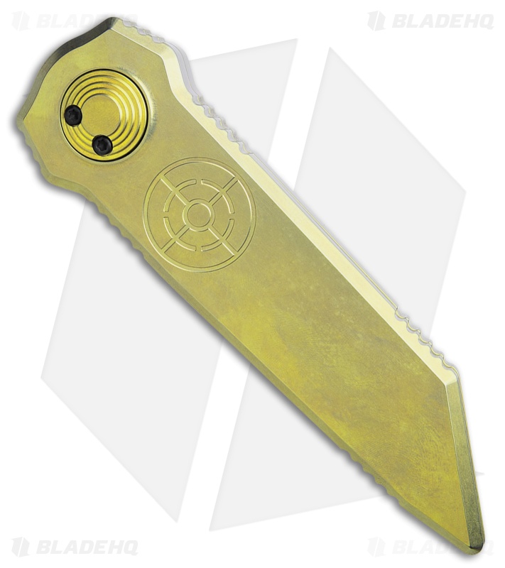 Paragon Dredd Lock Knife D/E Tanto Gold Titanium (4" Distressed Two Tone)