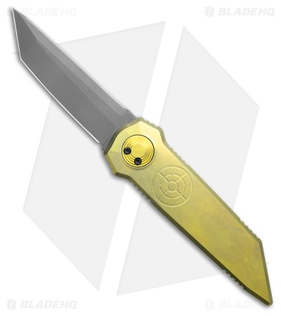Paragon Dredd Lock Knife D/E Tanto Gold Titanium (4" Distressed Two Tone)