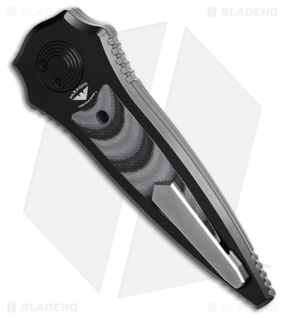 Paragon Warlock Folding Knife Black Al/ Black/Gray CF Insert (3.9" Raindrop)