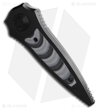 Paragon Warlock Folding Knife Black Al/ Black/Gray CF Insert (3.9" Raindrop)