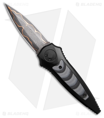 Paragon Warlock Folding Knife Black Al/ Black/Gray CF Insert (3.9" Raindrop)