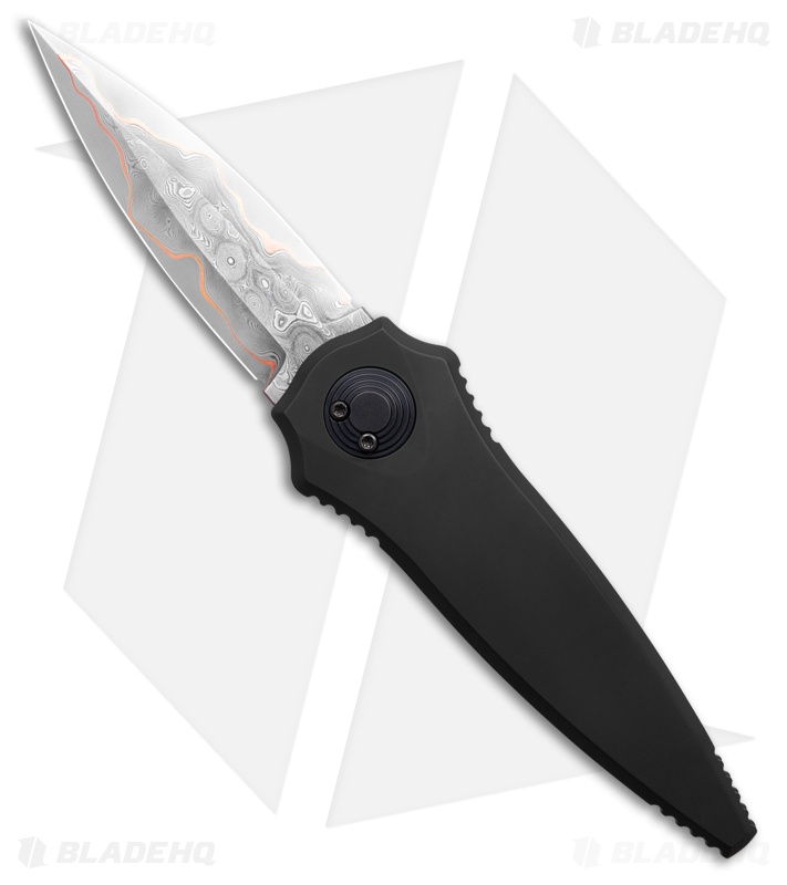 Paragon Warlock Folding Knife Smooth Tapered Black Aluminum (3.9" Damsacus)