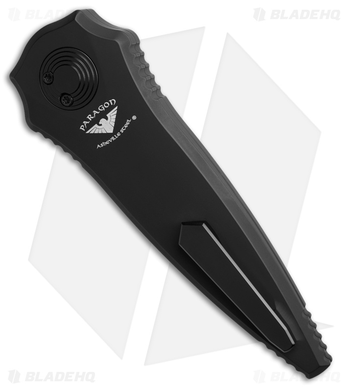 Paragon Warlock Folding Knife Smooth Tapered Black Aluminum (3.9" Damsacus)