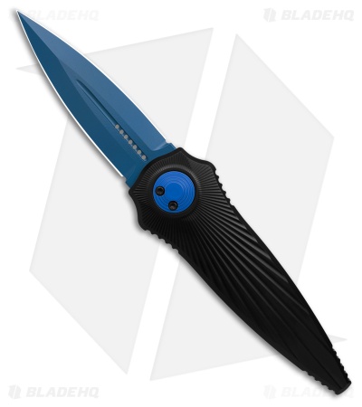 Paragon Warlock Folding Knife Star Burst Black Aluminum (3.9" Blue)