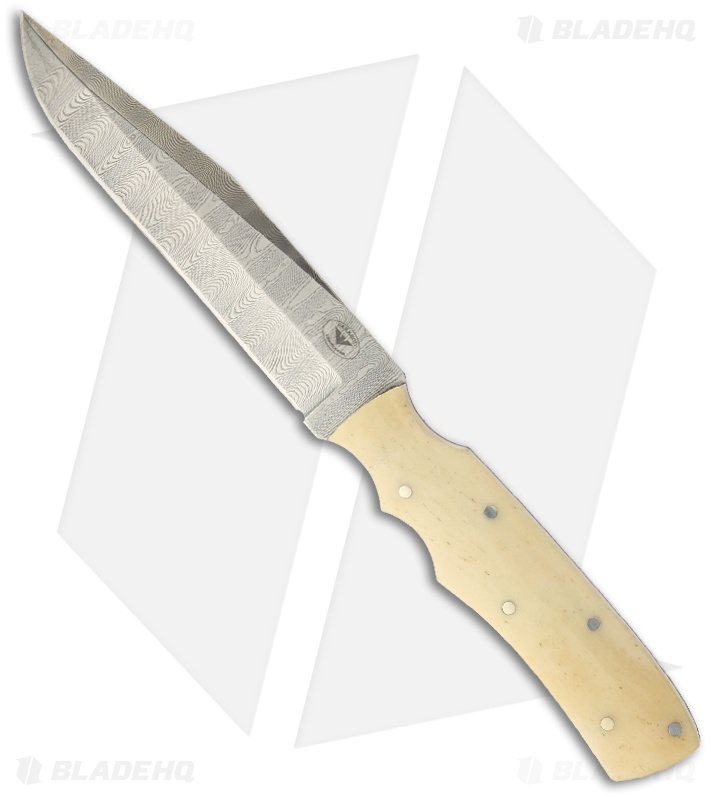 Paragon Eddie White Shadow Fighter Fixed Blade Knife w/ Bone (5.25" Damascus)
