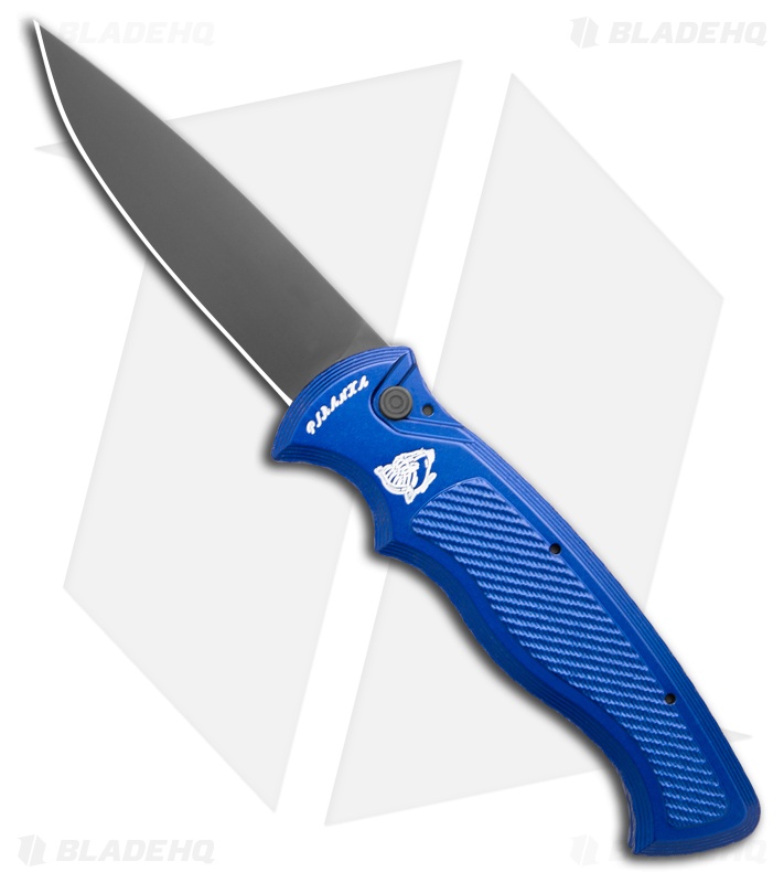 Piranha Velocity Automatic Knife Blue Aluminum (3.1" Black)