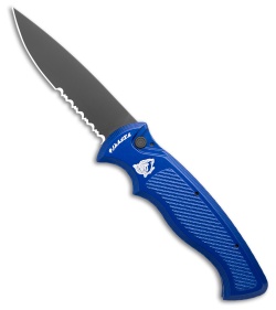 Piranha Velocity Automatic Knife Blue Aluminum (3.1" Black Serr)