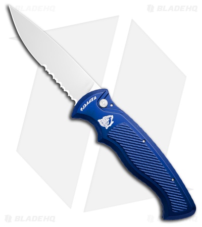 Piranha Velocity Automatic Knife Blue Aluminum (3.1" Mirror Serr)