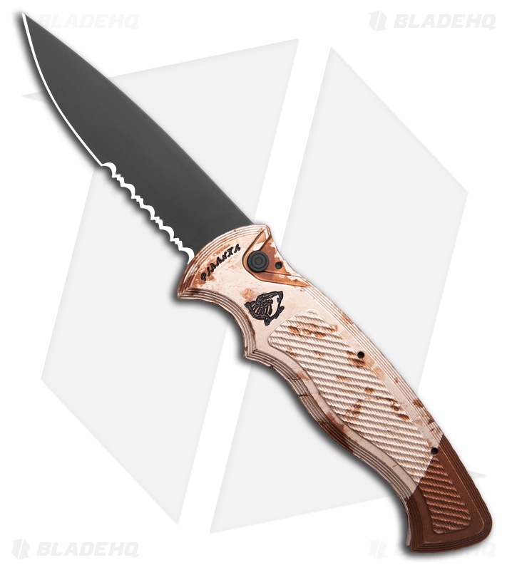 Piranha Velocity Automatic Knife Camo Aluminum (3.1" Black Serr)