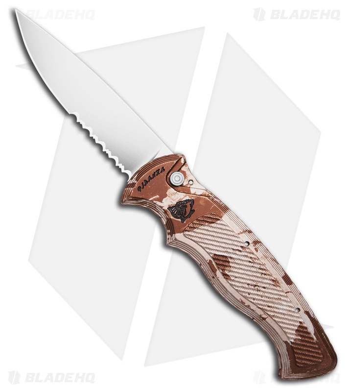Piranha Velocity Automatic Knife Camo Aluminum (3.1" Mirror Serr)