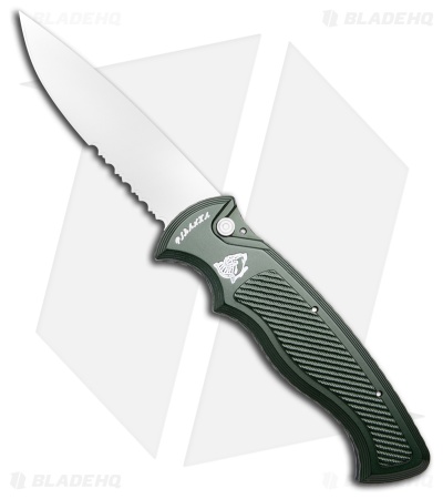 Piranha Velocity Automatic Knife Green Aluminum (3.1" Mirror Serr)
