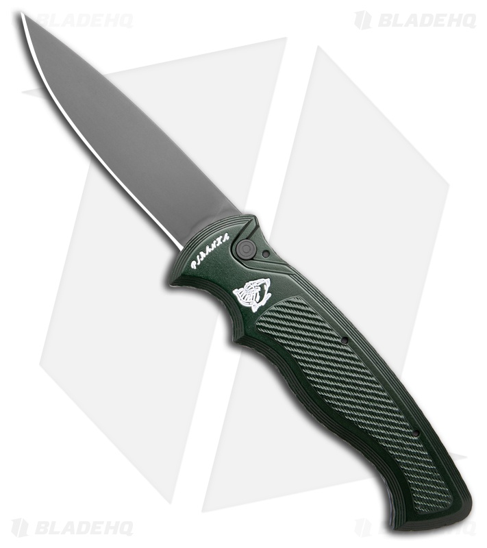 Piranha Velocity Automatic Knife Green Aluminum (3.1" Black)