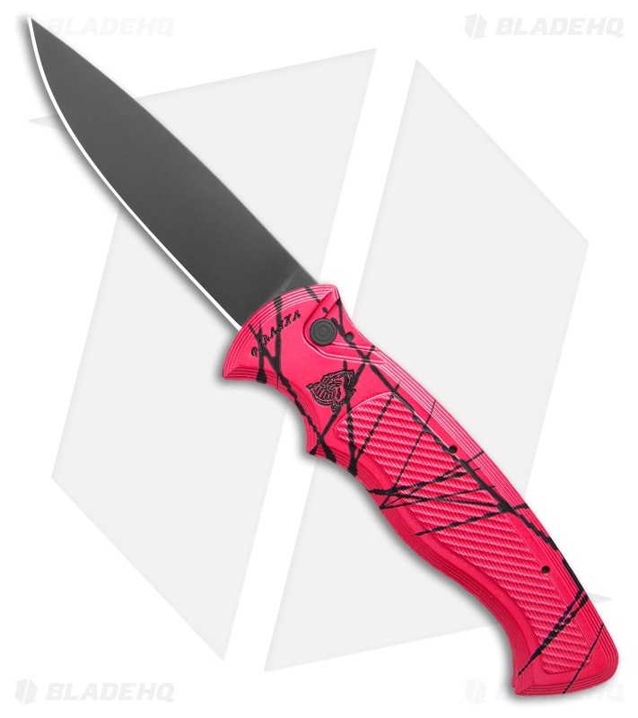 Piranha Velocity Automatic Knife Pink Aluminum (3.1" Black)