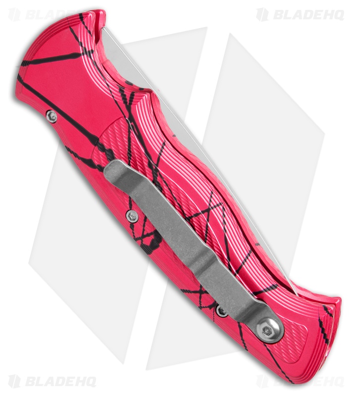 Piranha Velocity Automatic Knife Pink Aluminum (3.1" Mirror)