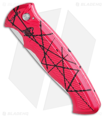 Piranha Velocity Automatic Knife Pink Aluminum (3.1" Mirror)