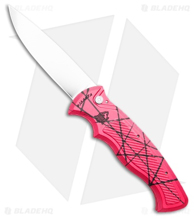 Piranha Velocity Automatic Knife Pink Aluminum (3.1" Mirror)