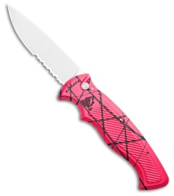 Piranha Velocity Automatic Knife Pink Aluminum (3.1" Mirror Serr)